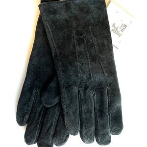 Isotoner/Totes Black Suede leather Fleece-Lined Women's Gloves L